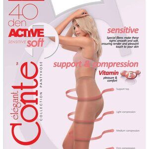 Conte Modelling Control Top Women's Pantyhose -Active 40 Den Black XL / XXL